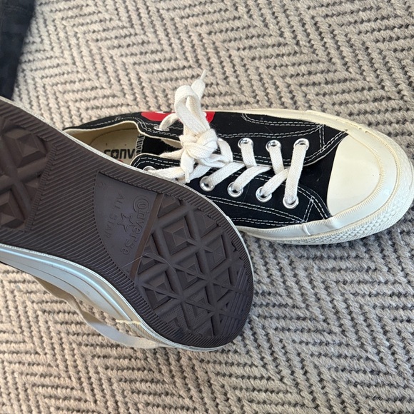 Converse + Chuck Taylor Black and White Sneakers with Red Heart - Picture 3 of 5